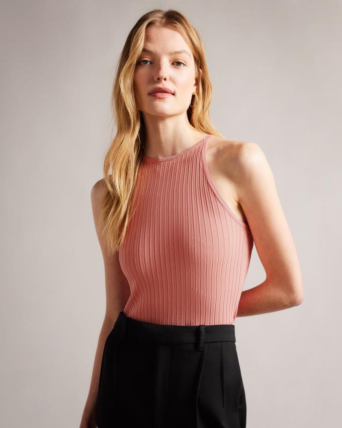 Hauts Ted Baker Ribbed Knit Cami Corail Femme | WQM-15400703